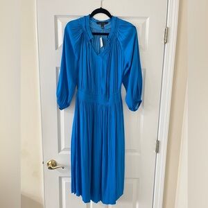White House Black Market Vibrant Blue Long Sleeve Dress with Pockets, size S